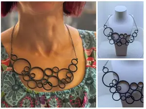 Modern Black Circle Geometric Necklace