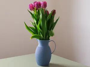 Ribbed Pitcher – Vintage Decorative Vase