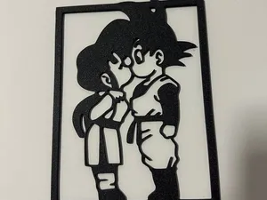 goku and chichi wall art