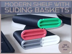 Modern small shelf with sliding baskets
