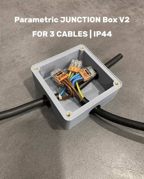 Parametric IP44 Cable Junction Box (TPU Seal) V2