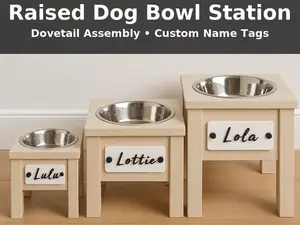 Raised Dog Bowl Station-Custom Nameplate