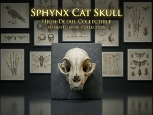 Sphynx Cat Skull 3D Sculpture - Pre Supported