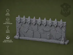 Ork Scrap Wall – Armored Ork Barricade | Terrain