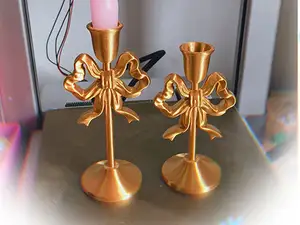 复古vintage仿铜法式蝴蝶结烛台 candle