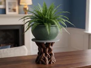 Organic Twinned Tree Root Plant Pedestal Stand