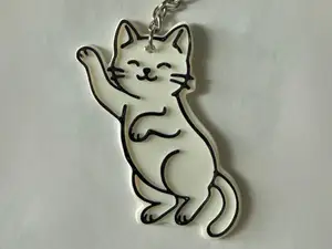 Cute Cat Waving - Keychain