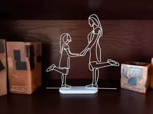 Mother and Daughter Holding Hands Art