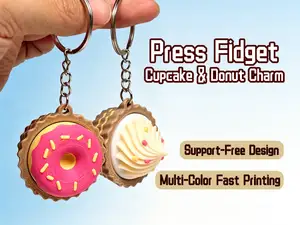 Press Fidget Cupcake & Donut Charm