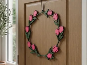 Elegant Tulip Wreath – Spring & Door Decoration