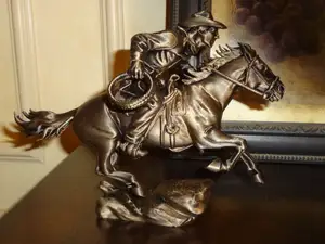 Faux Bronze Riding Cowboy Wild West Figurine