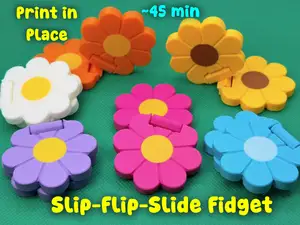Flower Slider + Flip Fidget (Print in Place)
