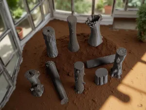 Collection of various miniature tree trunks
