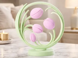 Tulip Circle Sculpture – Pastel Floral Decor
