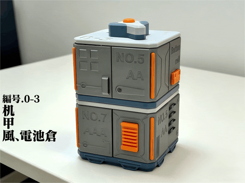 机甲风电池收纳盒-分层式旋转开仓(可选空格子收纳其他物品)