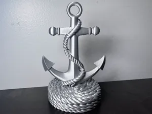 Nautical Anchor & Rope Sculpture – Coastal Decor