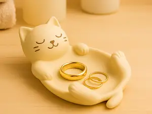 Sleeping Cat Jewelry Dish – Cute Trinket Holder