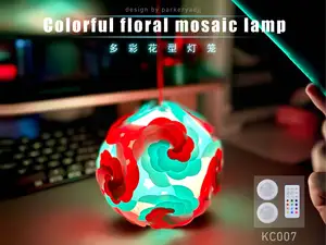 Colorful floral mosaic lamp