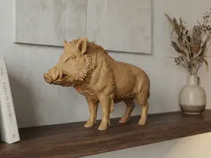 Realistic Wild Boar Sculpture Rustic Home Decor