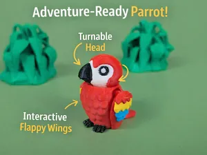 Scarlet Macaw Parrot- Articulated Keychain Figure