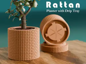 Rattan Plant Pot with Twist Lock Drip Tray