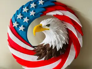 New Version 1 and 2 Part Bald Eagle USA Wreath