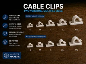 Cable Clips Set| Screw & Adhesive| Multiple Sizes