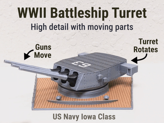 WWII Iowa-Class Battleship Turret with Moving Guns
