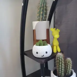 Happy crochet knitted planter pot
