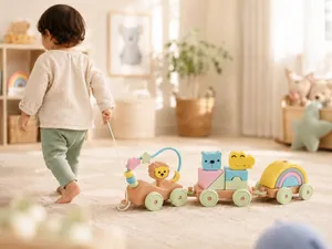 Tiny Adventure Toy Train - Pastel Pull-Along Train