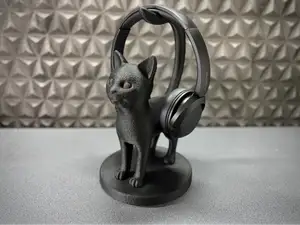 Headphone Stand - Black Cat