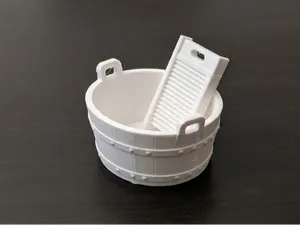 Wooden Wash Tub with Washboard