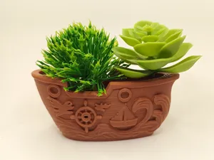 Pflanztopf mit Schiffsmotiv – maritime Planter