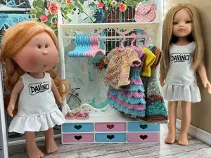 Doll Clothing Rack with Drawers 1:4