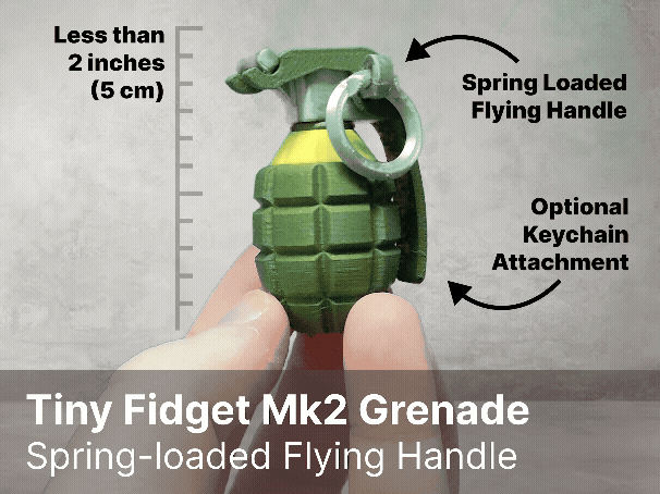 Tiny Fidget Grenade with Realistic Flying Handle