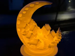 Teelicht Winterdorf im Mond – 3D-Druck Deko