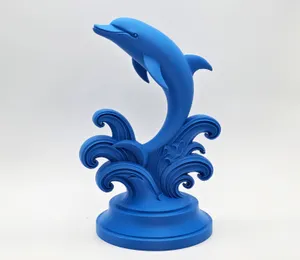 Leaping Dolphin with Waves Sculpture