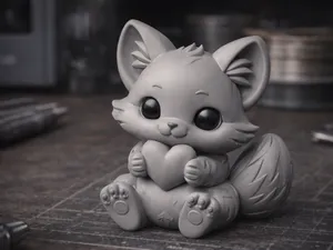 Cute Fox Holding Heart