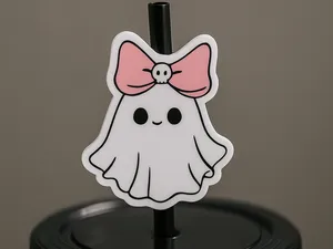 Boo-tiful Ghost with Bow Straw Topper