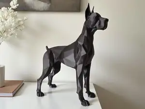 Guarding Low Poly Great Dane Sculpture