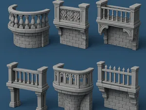Gothic Balcony & Parapet Railings Set – Modular