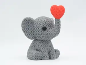 Knitted Elephant Blowing Heart - Valentine's Day