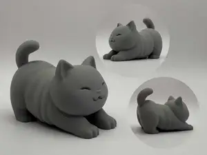 Stretching Chubby Cat – Cute Chibi Figurine