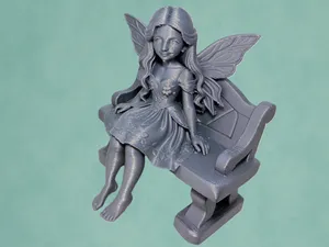 Garden Fairy Sitting on a Bench
