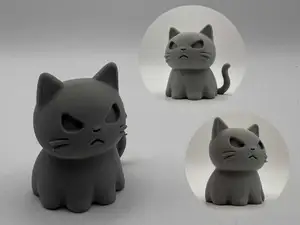 Grumpy Chibi Cat Figurine