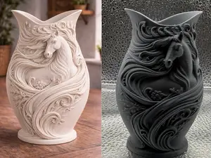 Elegant Horse Flow Vase Sculpted Mane Art Decor