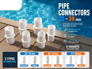 Pool Pipe Connectors 32-32; 38-38; 32–38 mm Set