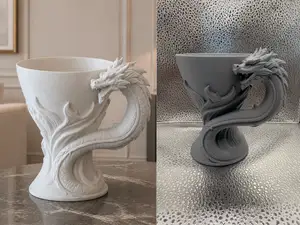 Dragon Handle Fantasy Goblet Vase