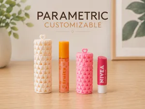 Customizable Heart Pattern Lip Balm Container