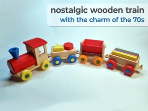 Nostalgischer Holzzug im 70er Jahre Stil